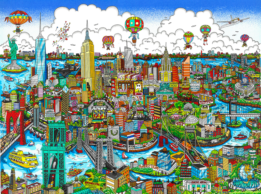 High Above New York City Charles Fazzino